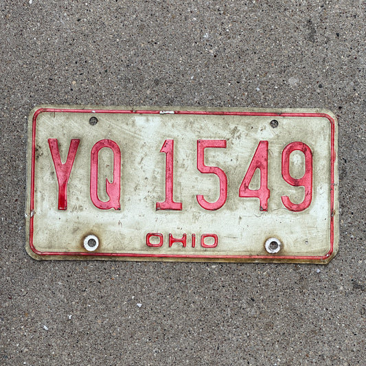 Photo of a 1976 Ohio License Plate Auto Tag Garage Decor Vintage YQ 1549 with original patina