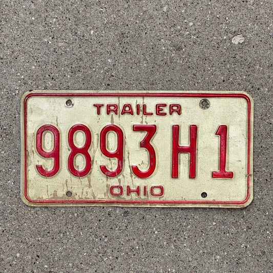 Photo of a 1976 Ohio Trailer License Plate Auto Tag Garage Decor Vintage 9893 H 1 with original patina