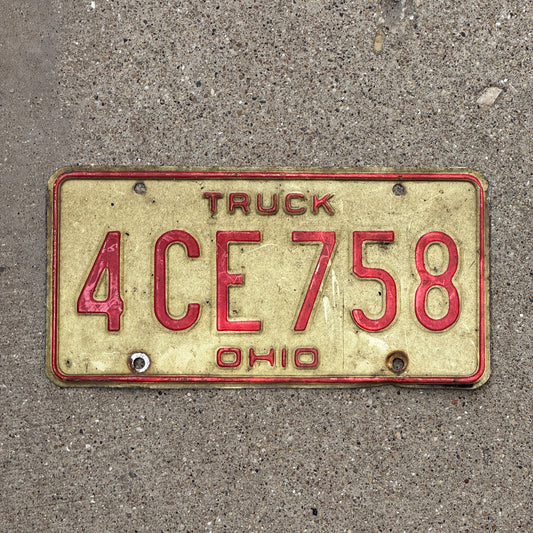 Photo of a 1976 Ohio Truck License Plate Auto Tag 2 Vintage Garage 4 CE 758 with original patina
