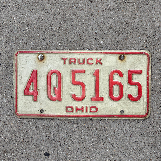 Photo of a 1976 Ohio Truck License Plate Auto Tag Garage Decor Vintage 4 Q 5165 with original patina