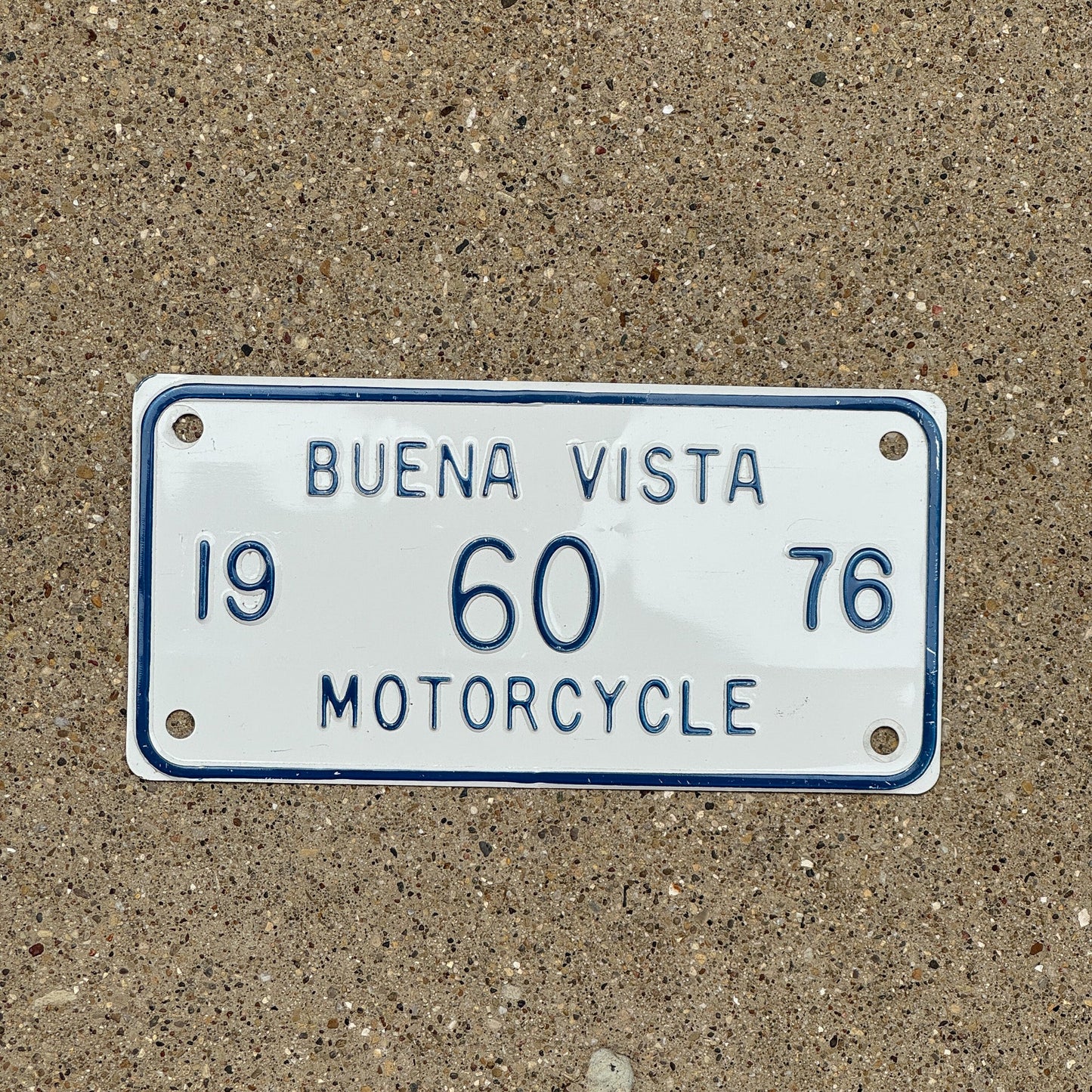 Photo of a 1976 Virginia Motorcycle License Plate Auto Tag Garage Decor Vintage Buena Vista 60