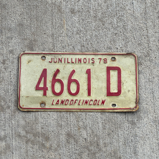 Photo of a 1977 1978 Illinois Truck License Plate Auto Tag Garage Decor Vintage 4661 D with original patina
