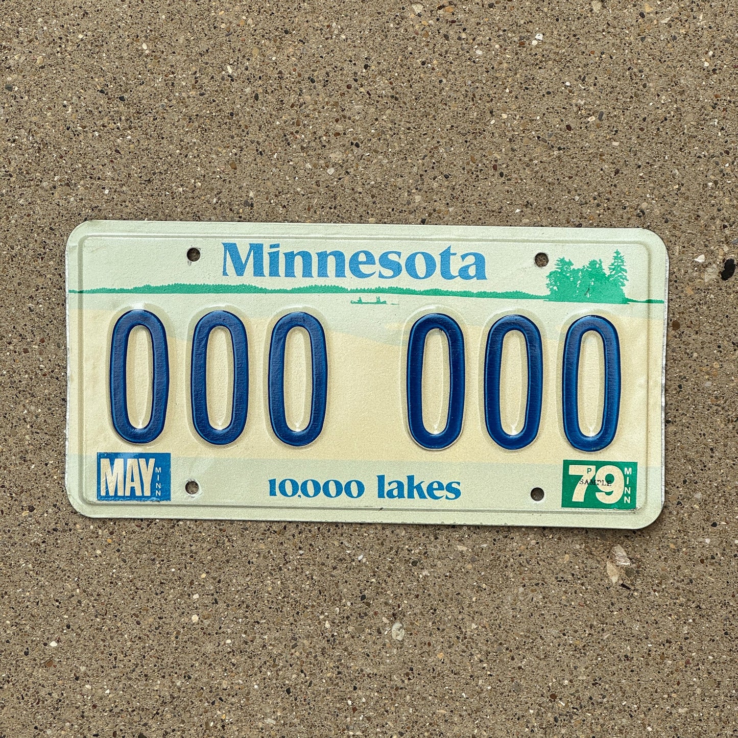 Photo of a 1977 1979 Minnesota SAMPLE License Plate Auto Tag Garage Decor Vintage 000 000