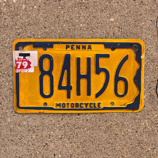Photo of a 1977 1979 Pennsylvania Motorcycle License Plate Auto Tag Garage Decor Vintage 84H56