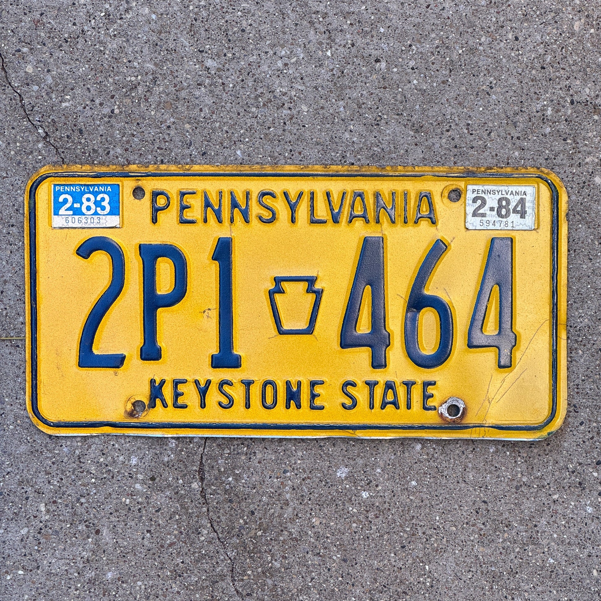 Photo of a 1977 1984 Pennsylvania License Plate Auto Tag Garage Decor Vintage 2P1 464 with original patina