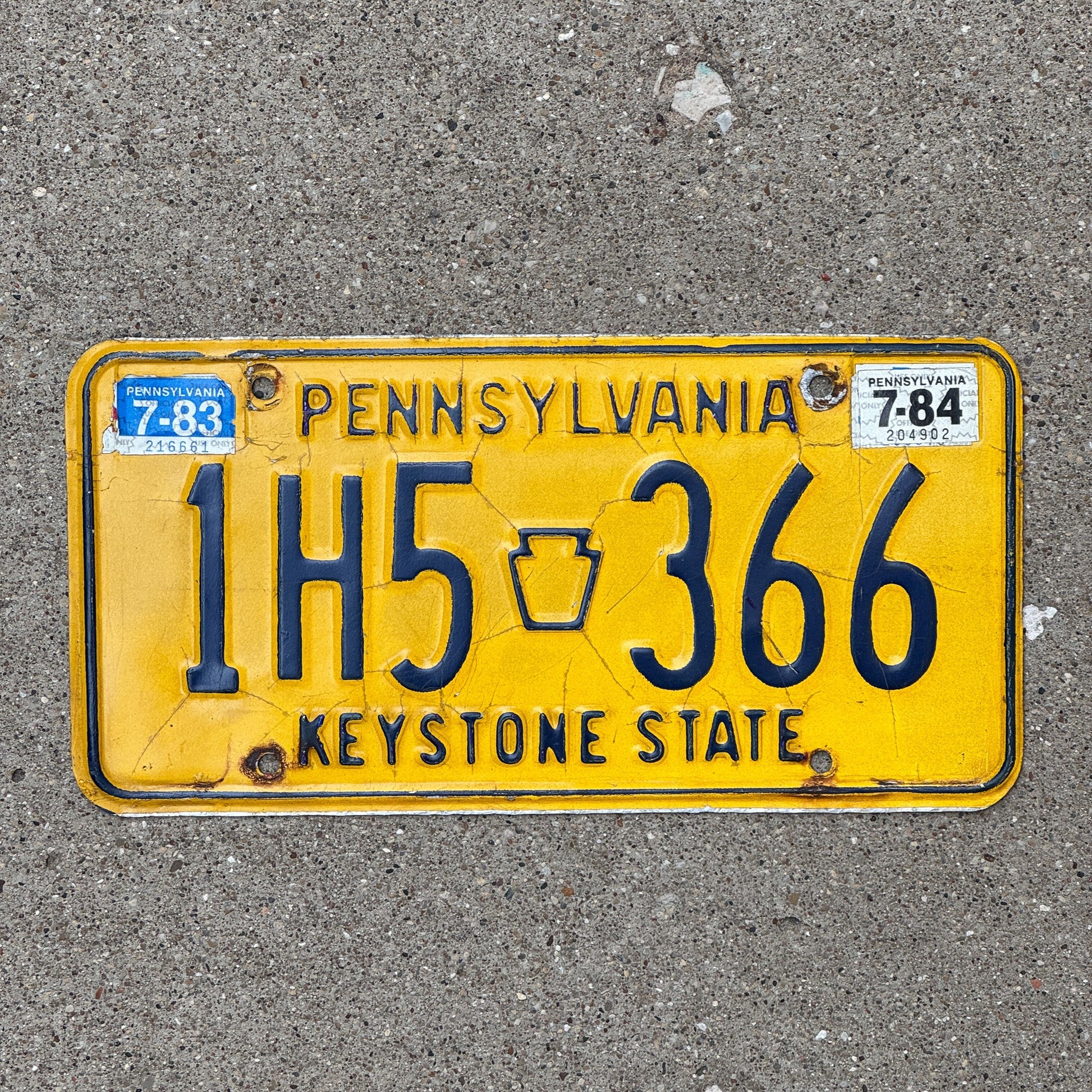 Photo of a 1977 1984 Pennsylvania License Plate Auto Tag Garage Decor Vintage Keystone 1H5 366