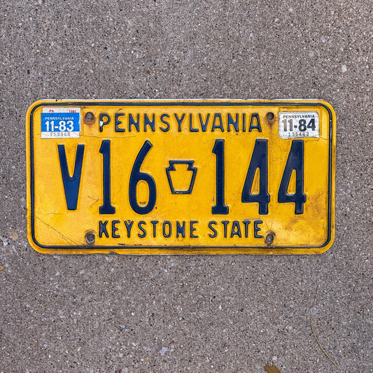Photo of a 1977 1984 Pennsylvania License Plate Auto Tag Garage Decor Vintage V 16 144 with original patina