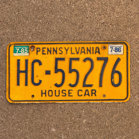 Photo of a 1977 1986 Pennsylvania House Car License Plate Auto Tag Garage Decor Vintage HC 55276 with original patina