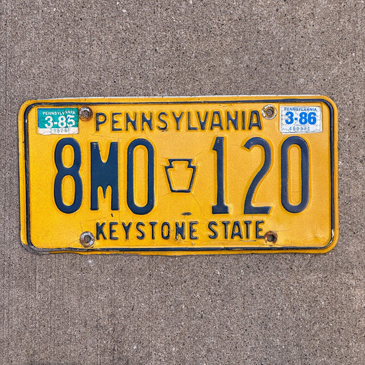 Photo of a 1977 1986 Pennsylvania License Plate Auto Tag Garage Decor Vintage 8M0 120 with original patina