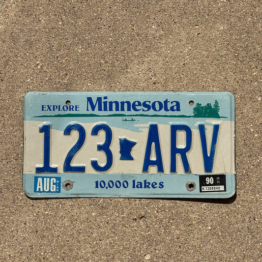 Photo of a 1977 1990 Minnesota License Plate Auto Tag Garage Decor Vintage 123 ARV