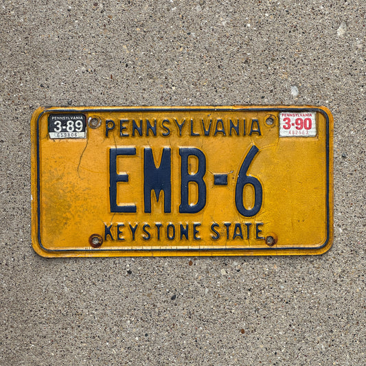 Photo of a 1977 1990 Pennsylvania Vanity License Plate Auto Tag Garage Decor Vintage EMB 6 with original patina