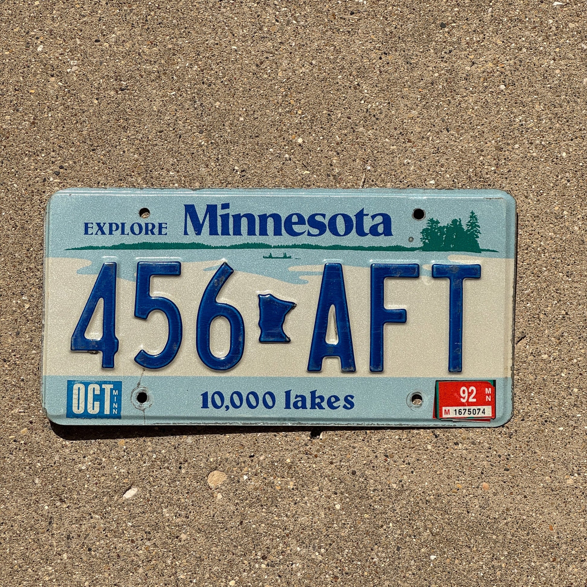Photo of a 1977 1992 Minnesota License Plate Auto Tag Garage Decor Vintage Boat Ship 456 AFT