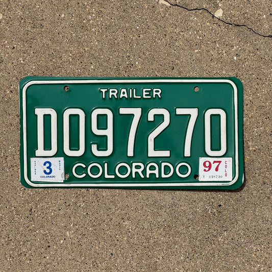Photo of a 1977 1997 Colorado Trailer License Plate Auto Tag Garage Decor Vintage D 097270