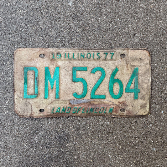 Photo of a 1977 Illinois License Plate Auto Tag Garage Decor Vintage DM 5264