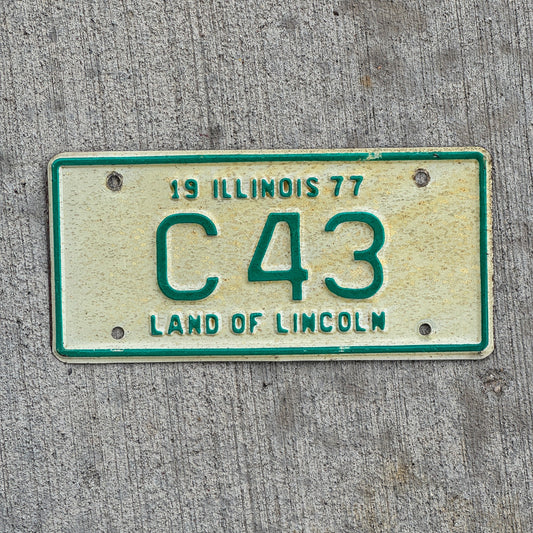 Photo of a 1977 Illinois Moped License Plate Auto Tag Garage Decor Vintage C 43 with original patina