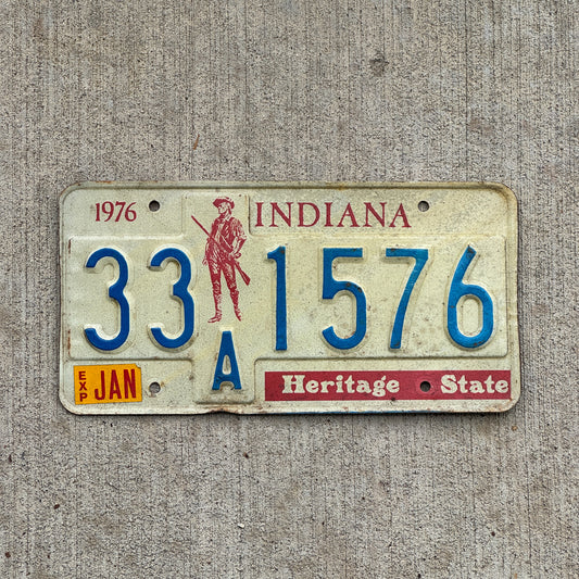 Photo of a 1977 Indiana License Plate Auto Tag Garage Decor Vintage 33 A 1576 with original patina