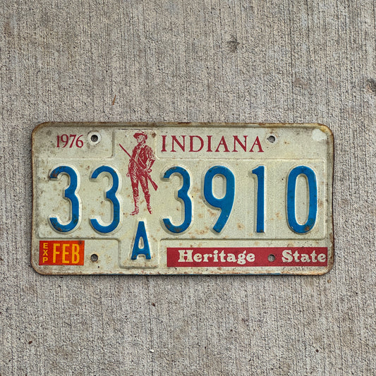 Photo of a 1977 Indiana License Plate Auto Tag Garage Decor Vintage 33 A 3910 with original patina