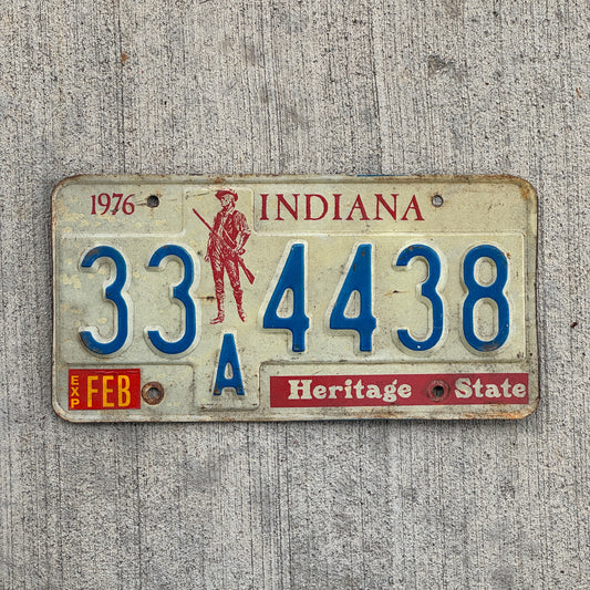 Photo of a 1977 Indiana License Plate Auto Tag Garage Decor Vintage 33 A 4438 with original patina