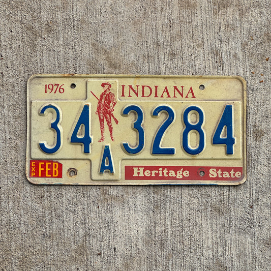 Photo of a 1977 Indiana License Plate Auto Tag Garage Decor Vintage 34 A 3284 with original patina