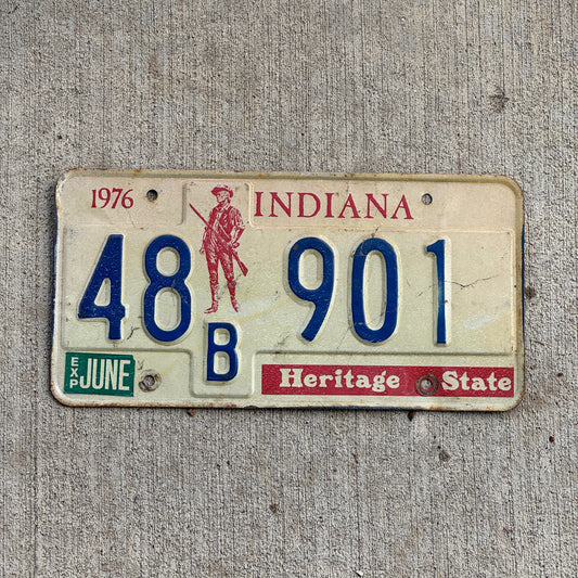 Photo of a 1977 Indiana License Plate Auto Tag Garage Decor Vintage 48 B 901 with original patina