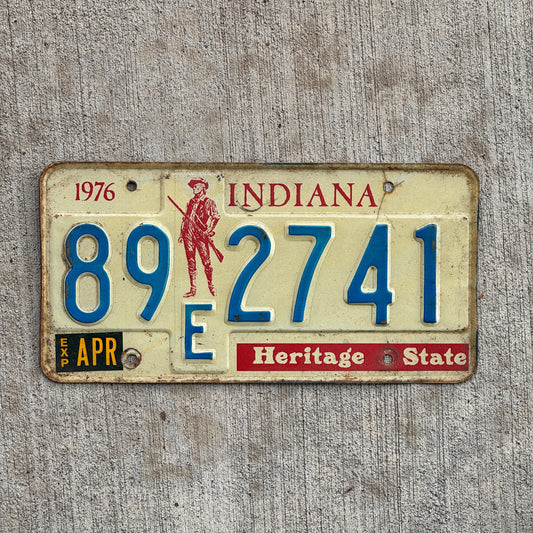 Photo of a 1977 Indiana License Plate Auto Tag Garage Decor Vintage 89 E 2741 with original patina