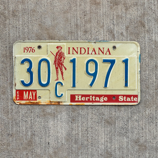 Photo of a 1977 Indiana License Plate Auto Tag Garage Decor Vintage Birth Year 30 C 1971 with original patina