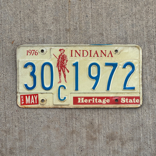 Photo of a 1977 Indiana License Plate Auto Tag Garage Decor Vintage Birth Year 30 C 1972 with original patina