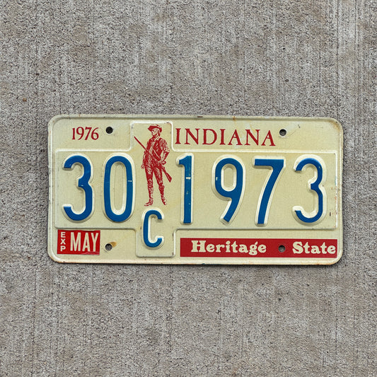 Photo of a 1977 Indiana License Plate Auto Tag Garage Decor Vintage Birth Year 30 C 1973 with original patina