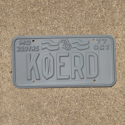 Photo of a 1977 Missouri Ham Radio License Plate Auto Tag 2 Garage Decor K0ERD