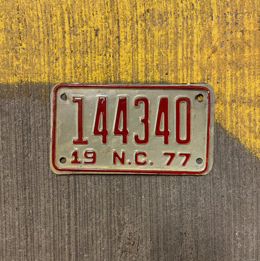 Photo of a 1977 North Carolina Motorcycle License Plate Auto Tag Garage Decor 144340