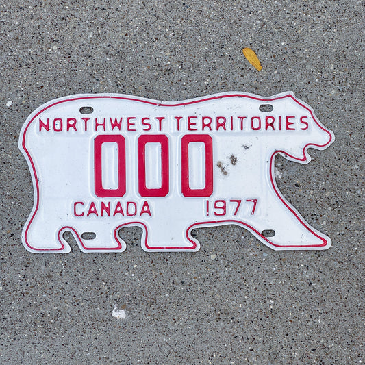 Photo of a 1977 Northwest Territories Sample License Plate Auto Tag Garage Decor Vintage Polar Bear 000