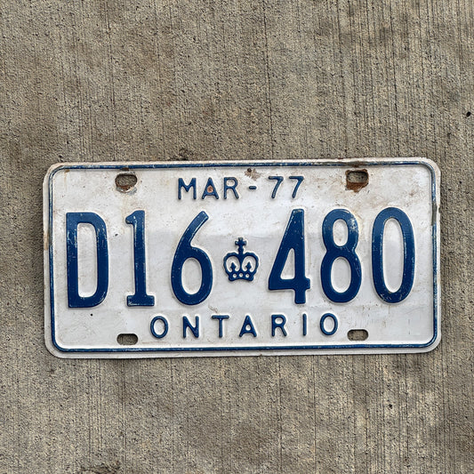 Photo of a 1977 Ontario Commercial License Plate Auto Tag Garage Decor Vintage Truck Trucking D16 480 with original patina