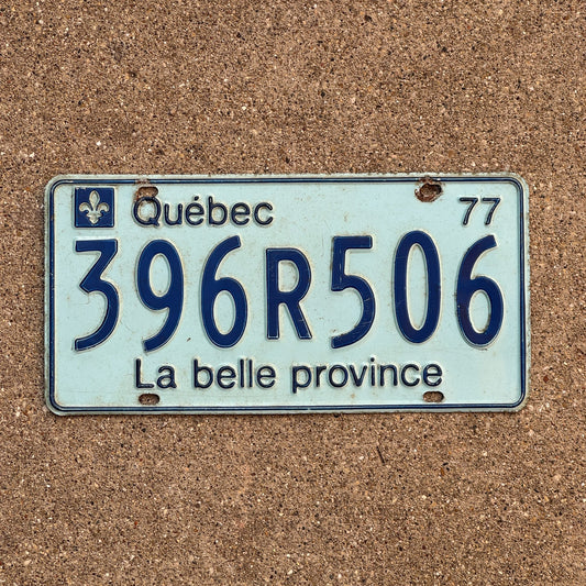 Photo of a 1977 Quebec License Plate Auto Tag Garage Decor Vintage 396 R 506