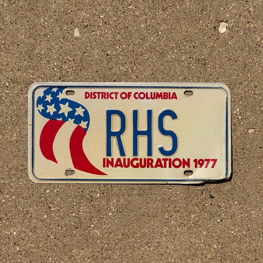 Photo of a 1977 Washington DC Inaugural License Plate Auto Tag 1 Garage Decor Carter Inauguration RHS