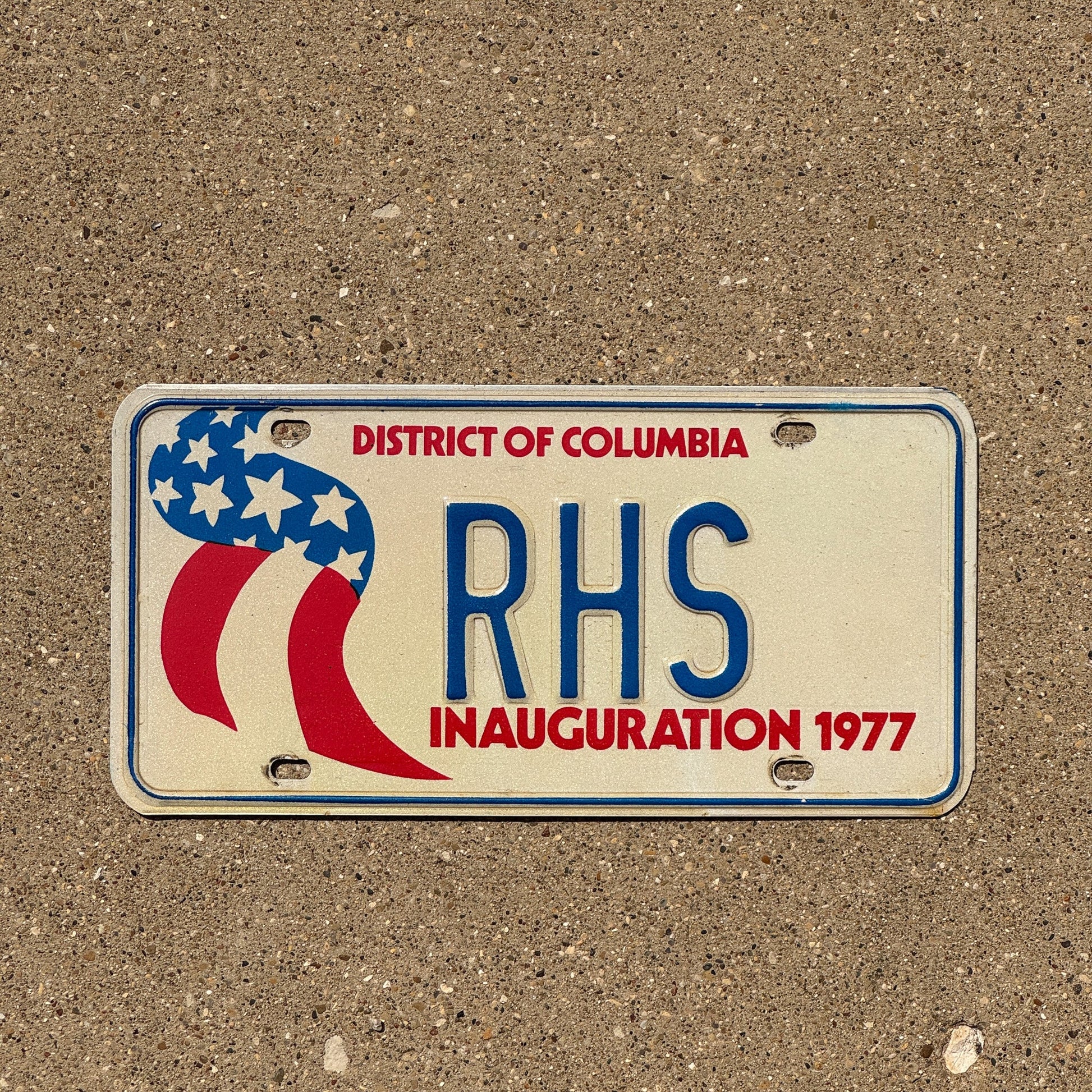 Photo of a 1977 Washington DC Inaugural License Plate Auto Tag 2 Garage Decor Carter Inauguration RHS