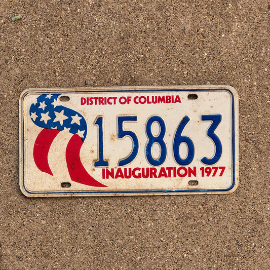 Photo of a 1977 Washington DC License Plate Auto Tag Garage Decor Vintage Carter Inaugural Inauguration 15863