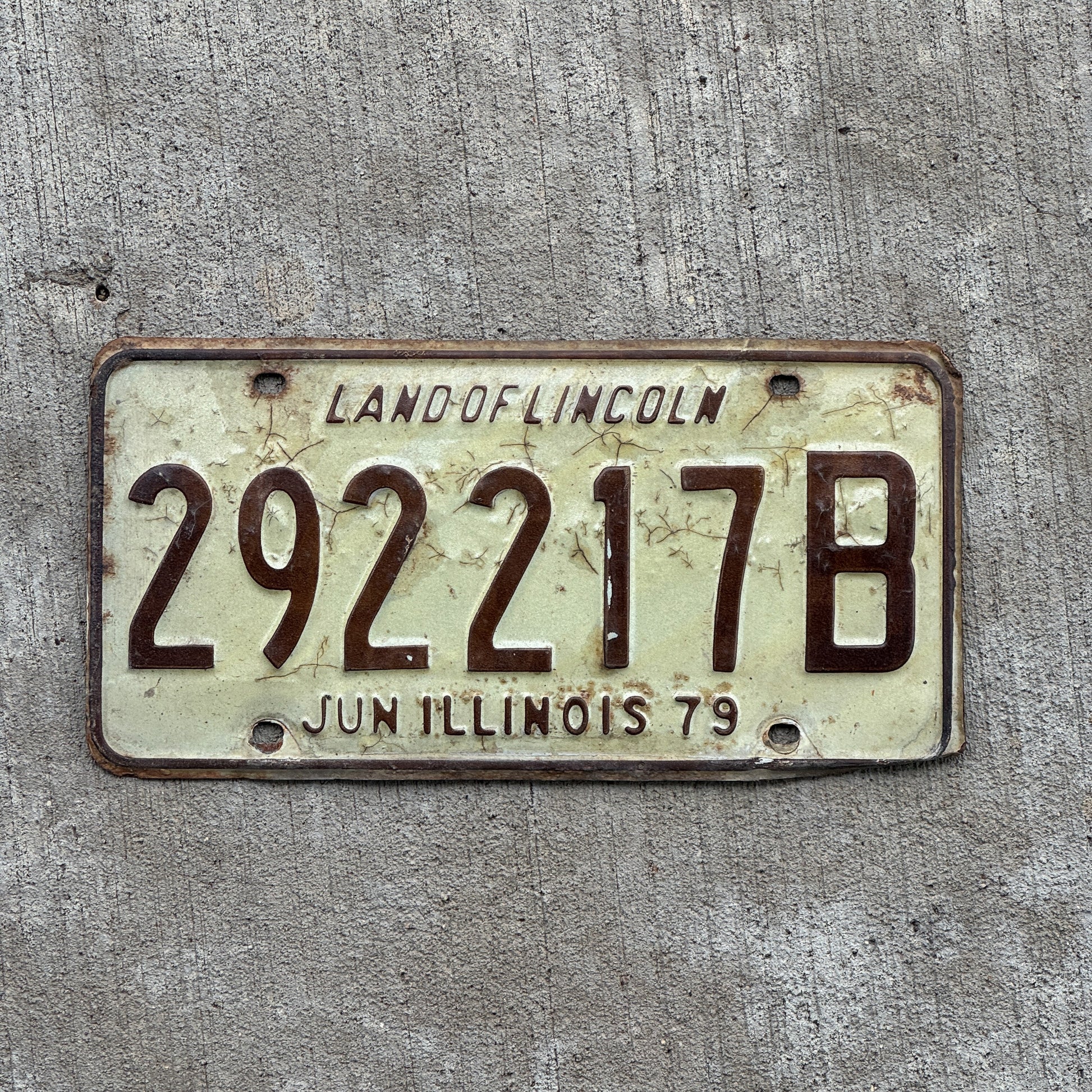 Photo of a 1978 1979 Illinois Truck License Plate Auto Tag 2 Vintage Garage 292 217 B with original patina