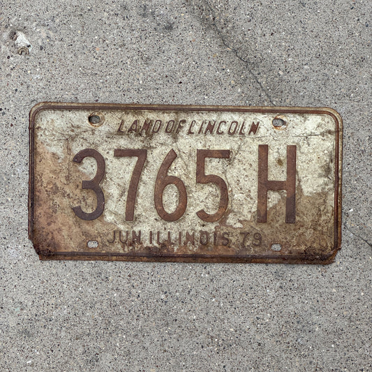 Photo of a 1978 1979 Illinois Truck License Plate Auto Tag Garage Decor Vintage 3765 H with original patina