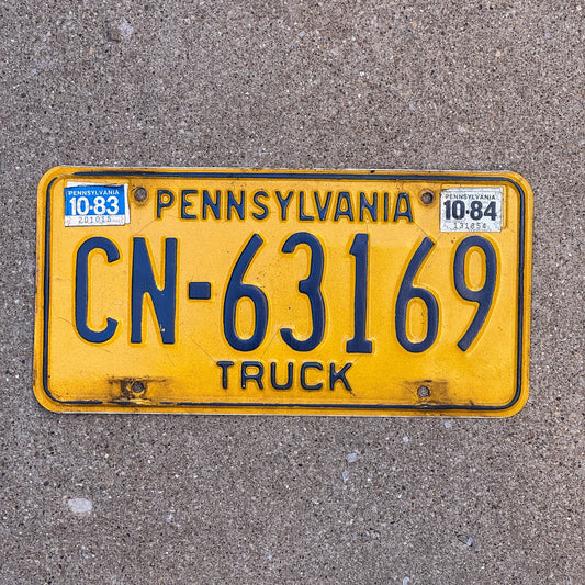 Photo of a 1978 84 Pennsylvania Truck License Plate Auto Tag Garage Decor Vintage CN 63169 with original patina