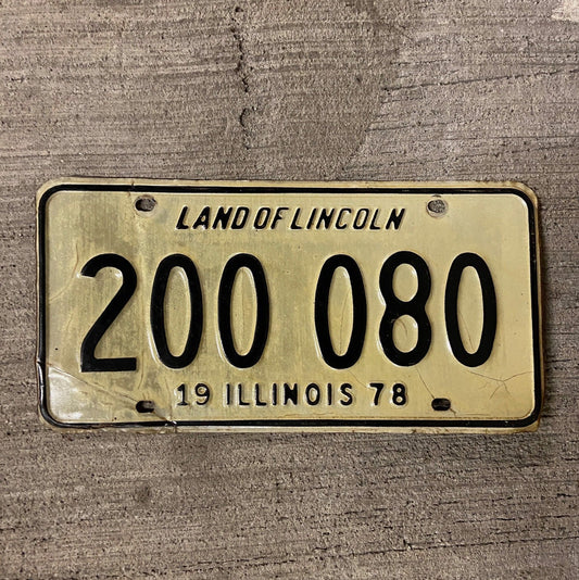 Photo of a 1978 Illinois License Plate Auto Tag Garage Decor Vintage 000 Repeat Repeating 200080 with original patina