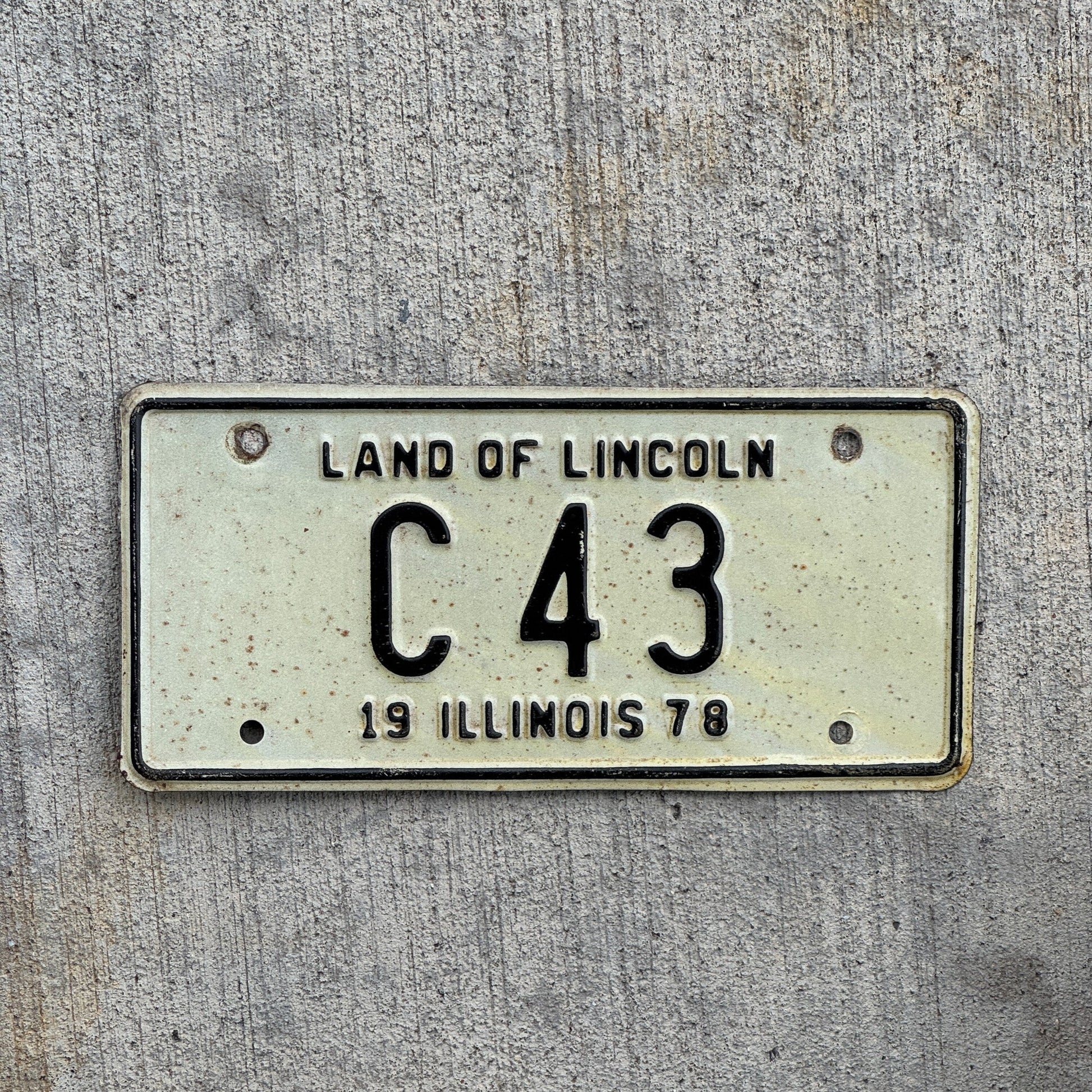Photo of a 1978 Illinois Moped License Plate Auto Tag Garage Decor Vintage C 43 with original patina