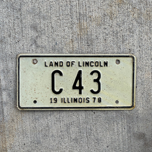 Photo of a 1978 Illinois Moped License Plate Auto Tag Garage Decor Vintage C 43 with original patina