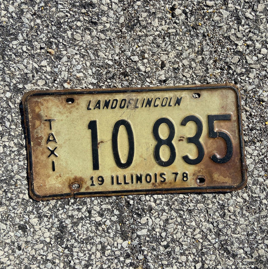 Photo of a 1978 Illinois Taxi License Plate Auto Tag Garage Decor Vintage 10 835