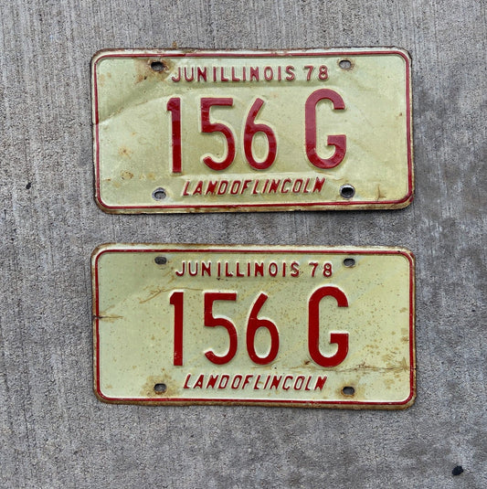 Photo of a 1978 Illinois Truck License Plate Pair Auto Tag Garage Decor Vintage 156 G with original patina