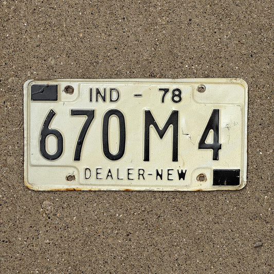 Photo of a 1978 Indiana Dealer License Plate Auto Tag Garage Decor Vintage 670 M 4