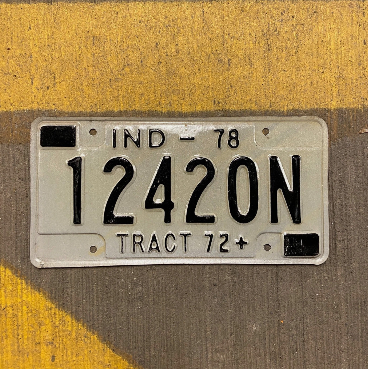 Photo of a 1978 Indiana Tractor License Plate Auto Tag Garage Decor Vintage 420 Weed 12420 N