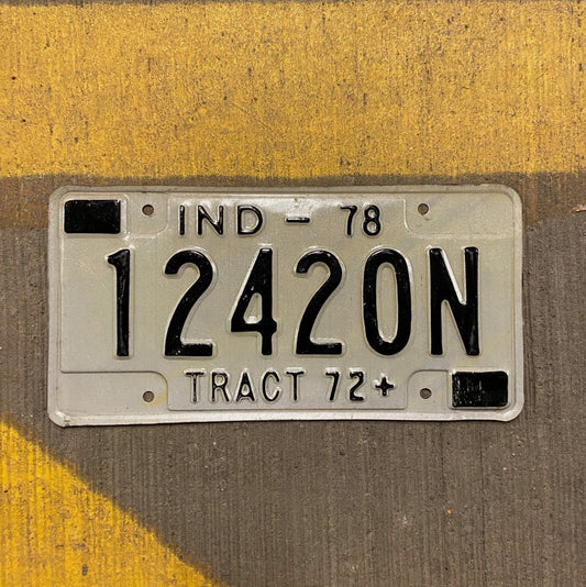 Photo of a 1978 Indiana Tractor License Plate Auto Tag Garage Decor Vintage 420 Weed 12420 N