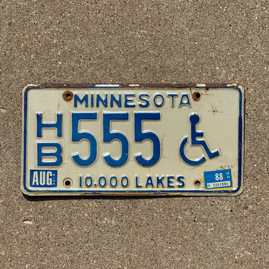 Photo of a 1978 Minnesota Handicapped License Plate Auto Tag Garage Decor Vintage Repeat Repeating HB 555