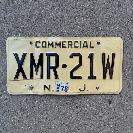 Photo of a 1978 New Jersey Commercial Truck License Plate Auto Tag Garage Decor Vintage XMR 21W