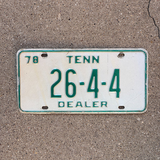 Photo of a 1978 Tennessee Dealer License Plate Auto Tag Garage Decor Vintage 26 4 4
